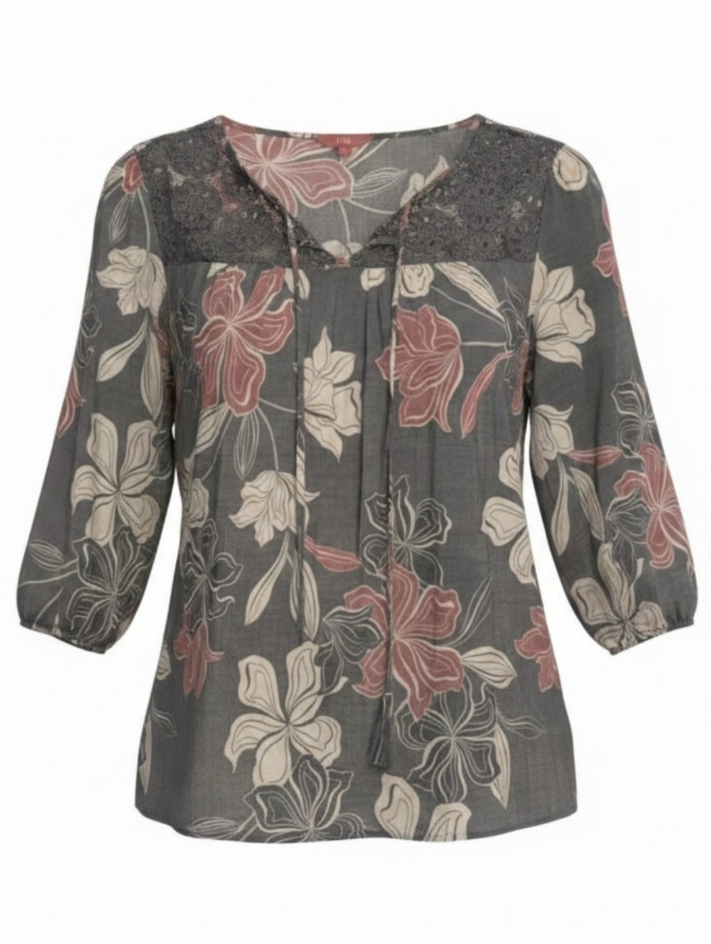 Iyla Women's Lace Trim Peasant Blouse, Sz XL